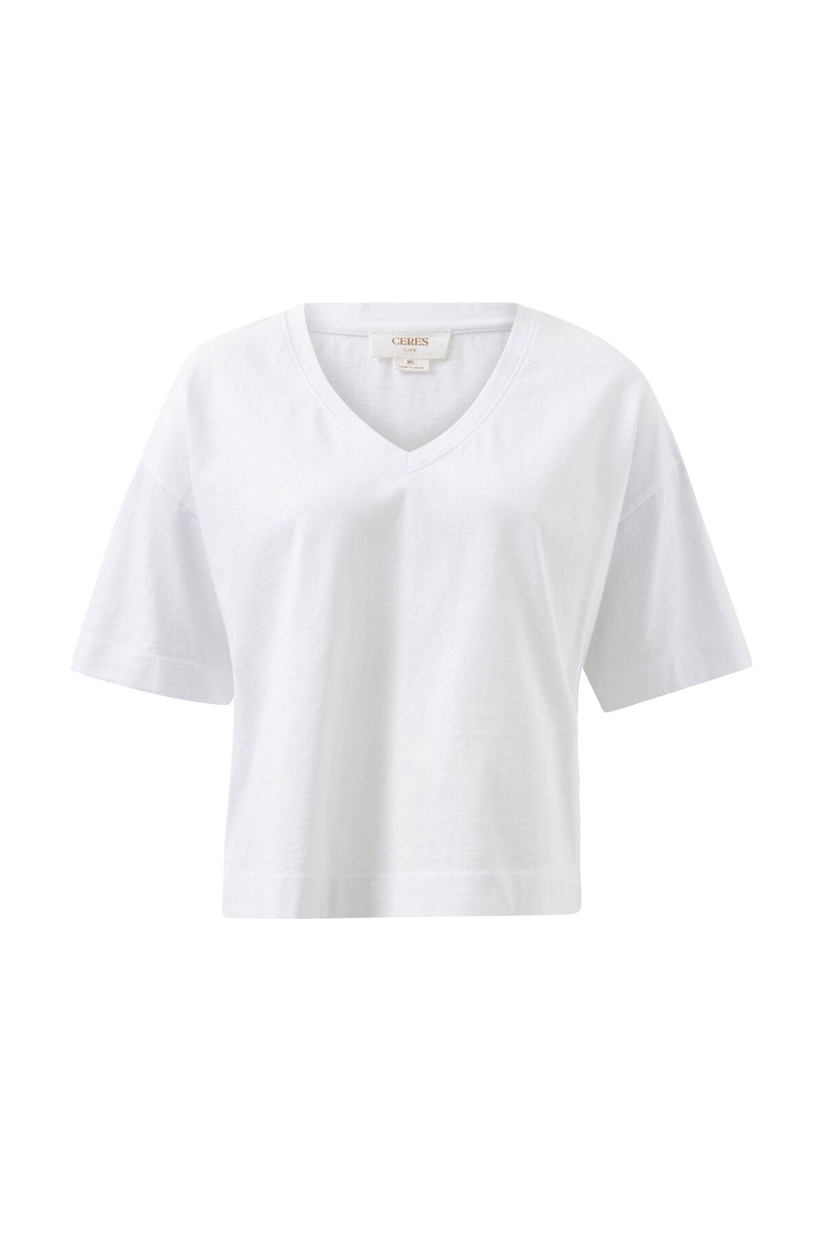 Boxy Vee Neck Tee - White