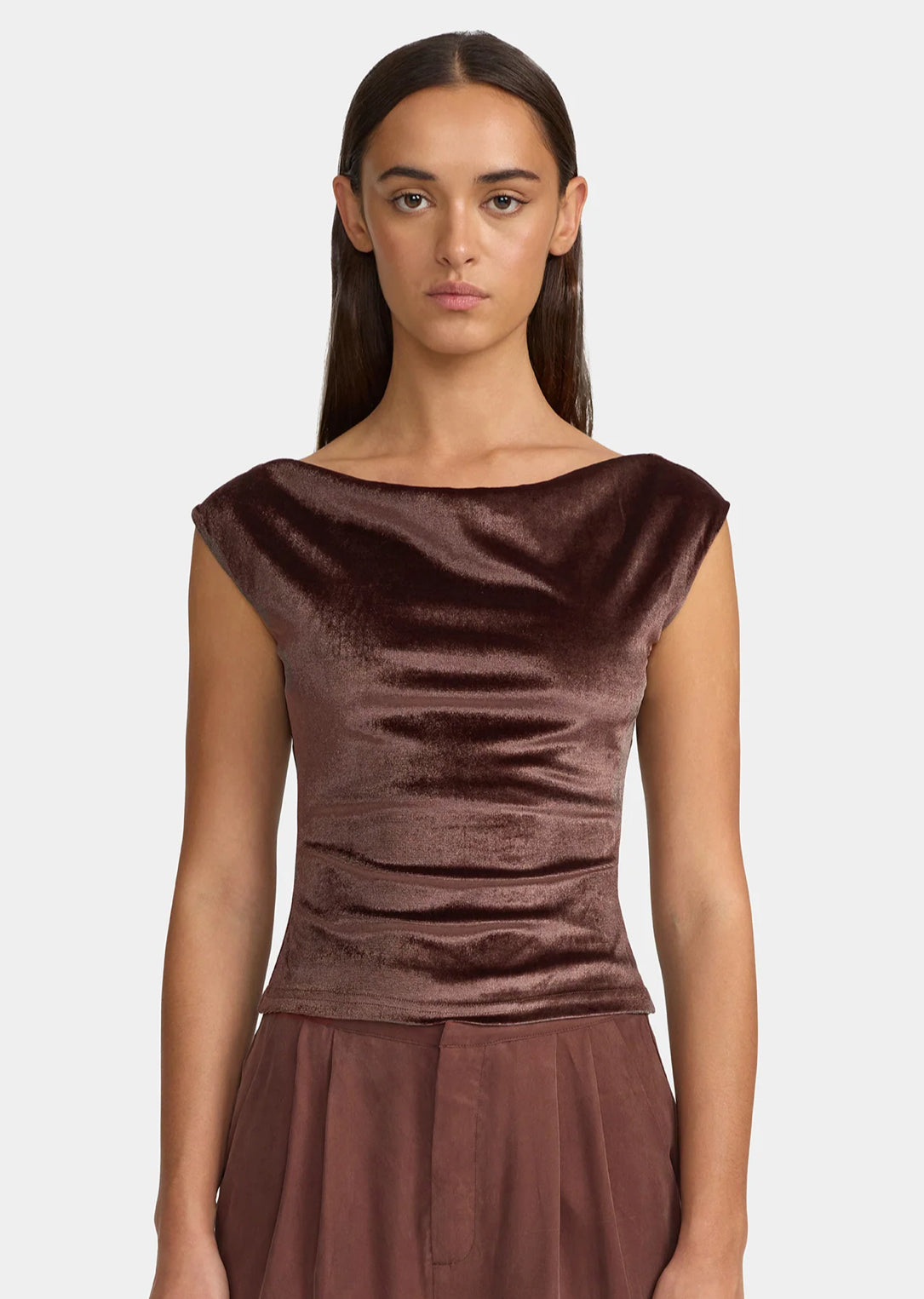 Camilla Velvet Top Mocha