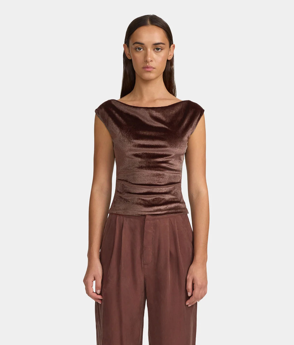 Camilla Velvet Top Mocha