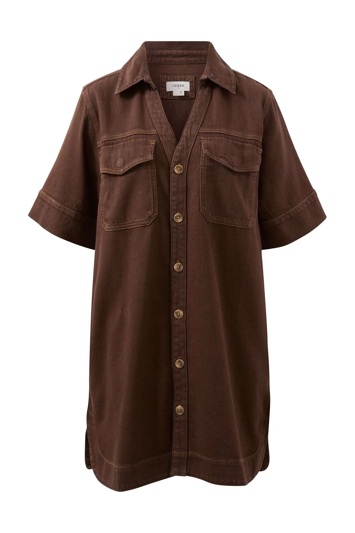 Relaxed Shirt Dress - Chocolate