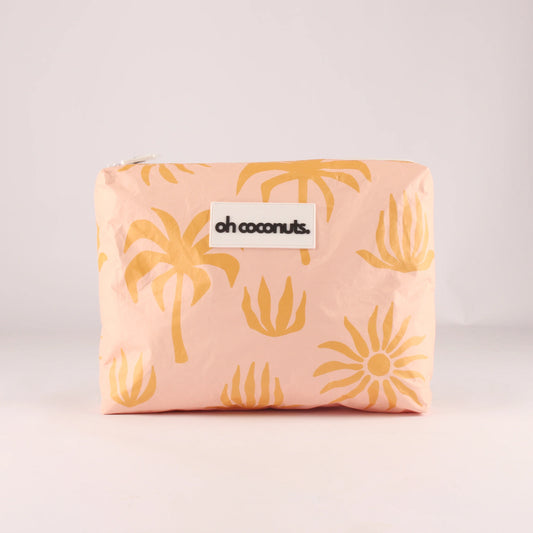 Large Beach Pouch - Pink Palms