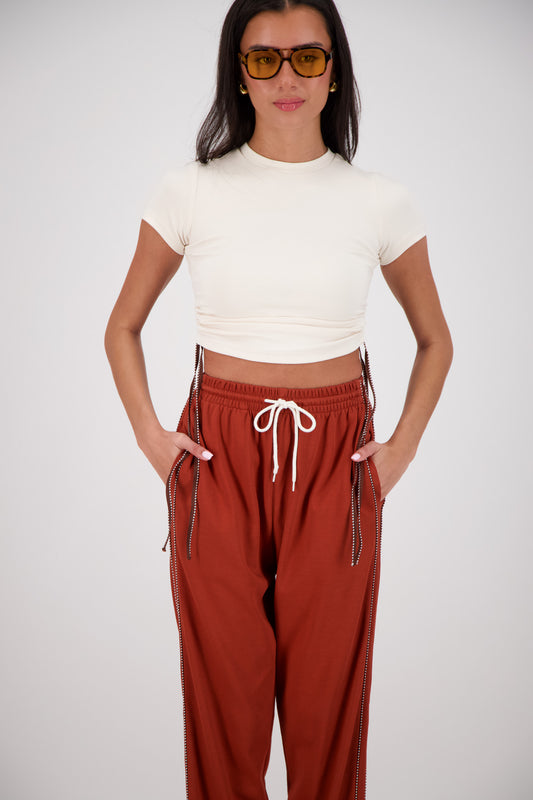 Playa Cropped T Shirt - Oatmeal