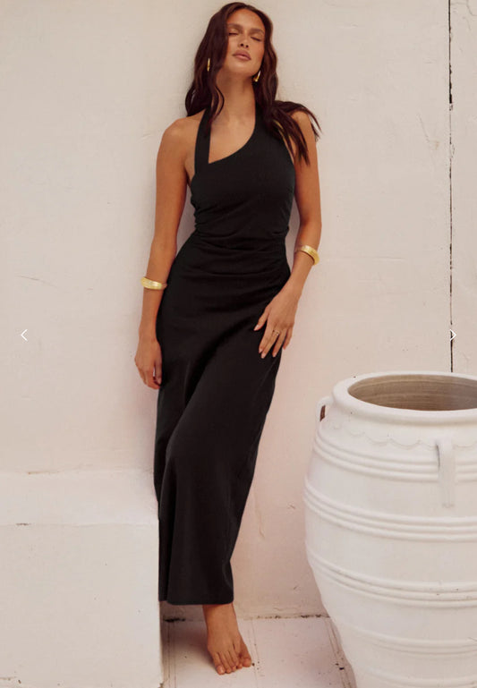 Saphira Long Midi Dress Black