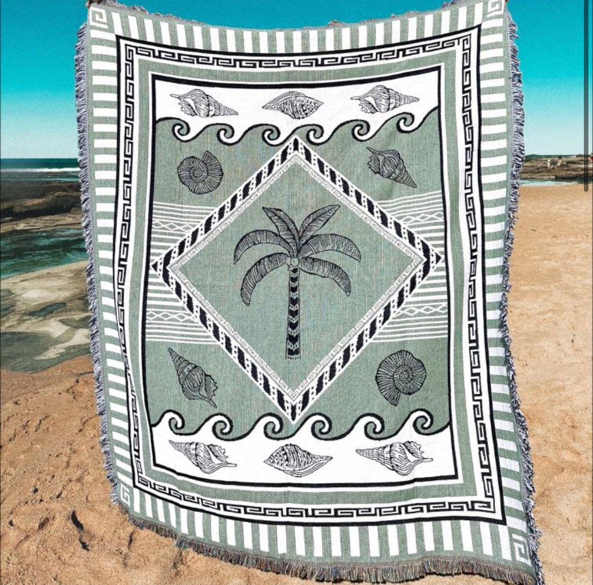 Panama Woven Picnic Rug - Sage