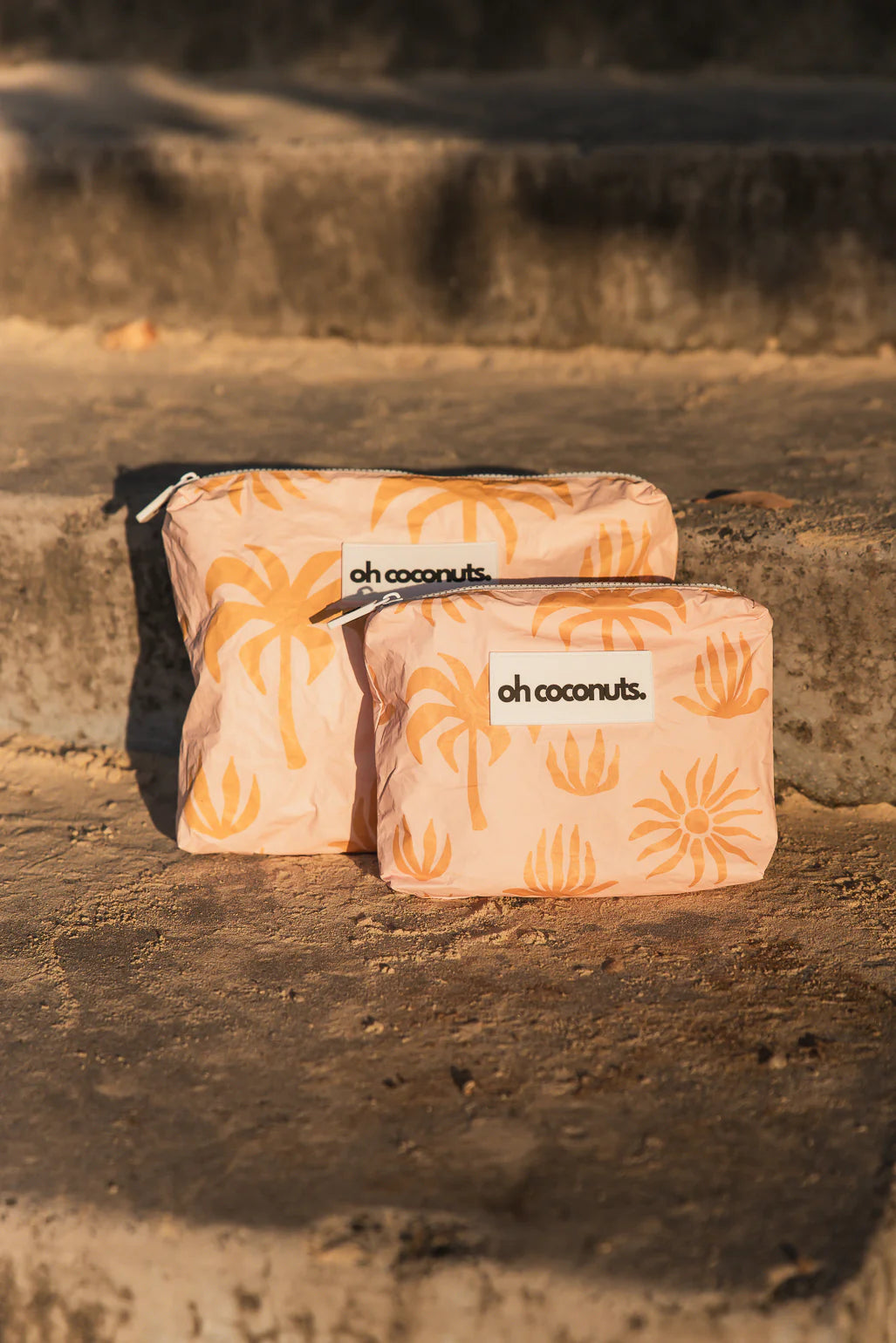 Medium Beach Pouch - Pink Palms
