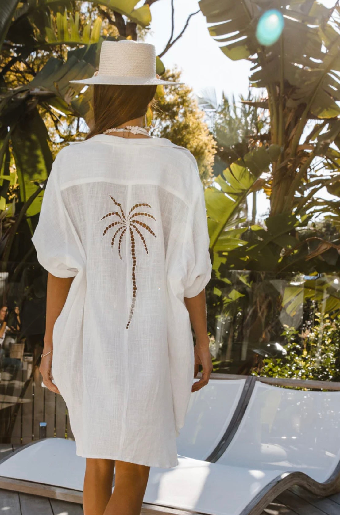 Three Palms Shirt Dress - White - OS