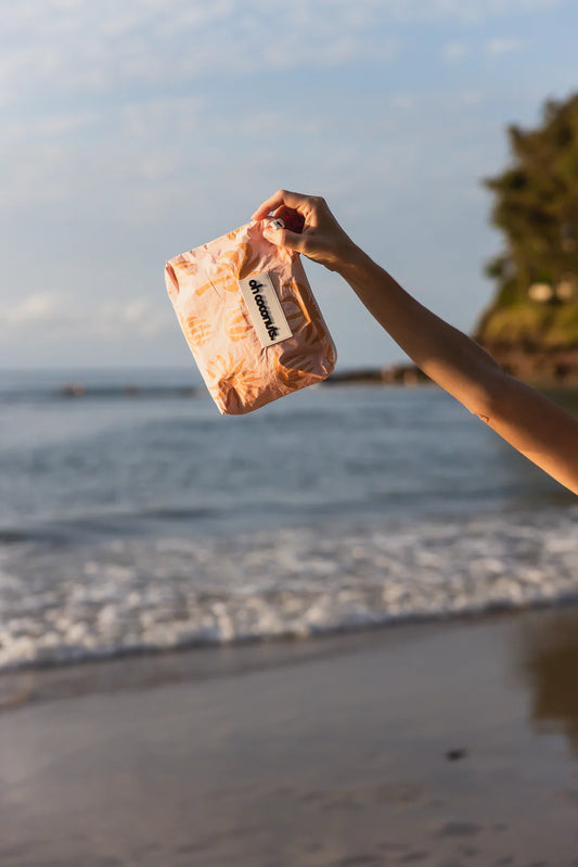 Medium Beach Pouch - Pink Palms