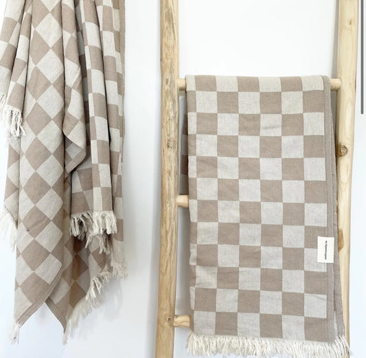 Checker Turkish Towel - Tan