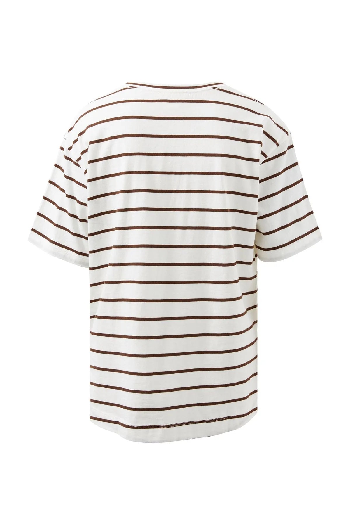 Stevie Slouchy Tee - Vanilla/Choc Fine Stripe